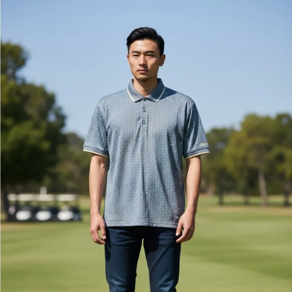 Walter Hagen Men’s Blue Patterned Performance 11 Stretch Golf Polo SZ Large EUC - Picture 2 of 14